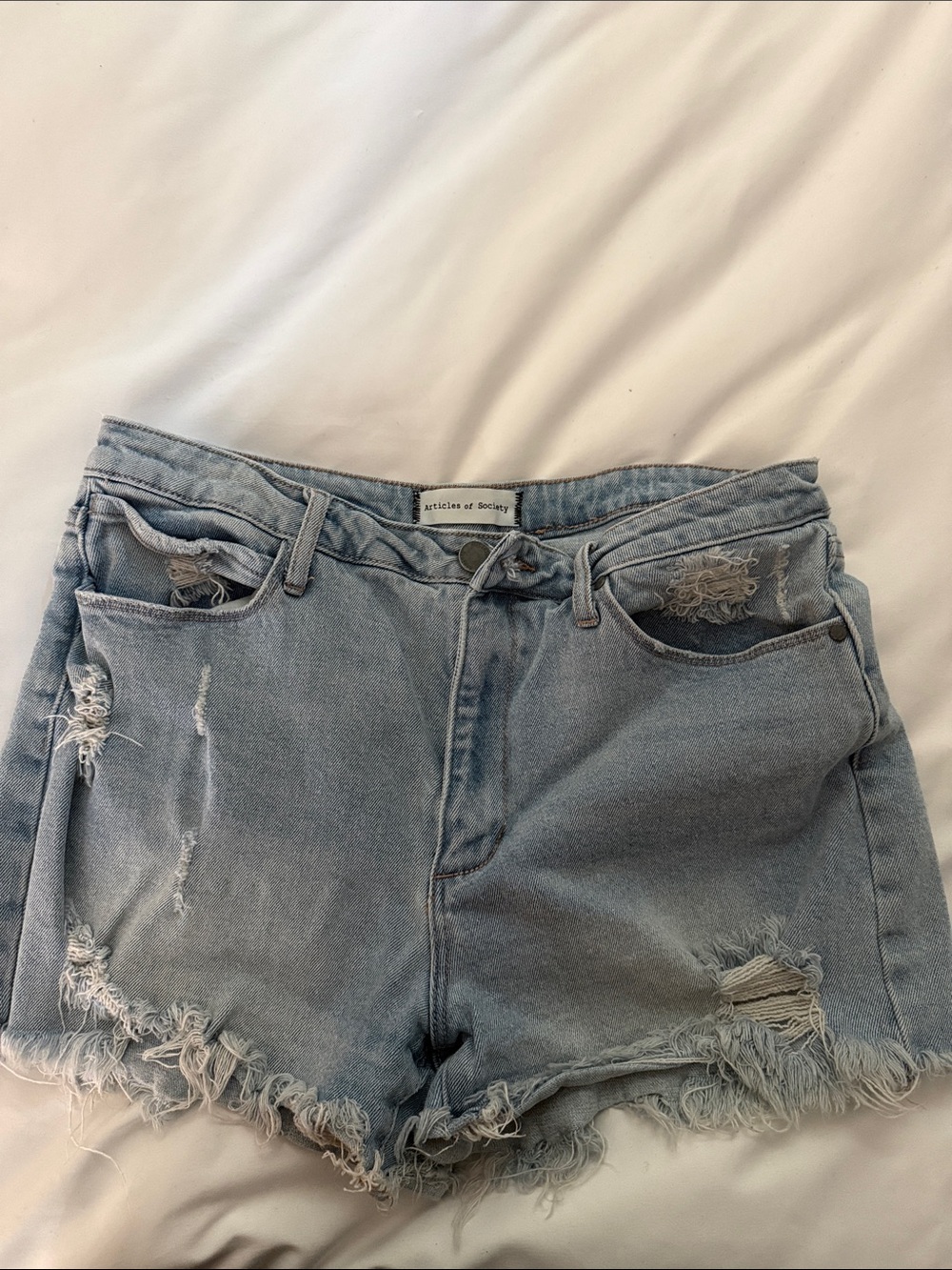 Articles of Society Light Wash Distressed Jean Shorts